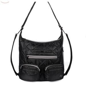 Lug Zipliner 2 Convertible Hobo Bag Backpack Black with Tropics  Travel Sporty